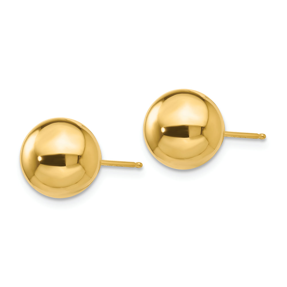 Pendientes de Post con Bola Pulida de 9 mm en Oro Amarillo de 14k