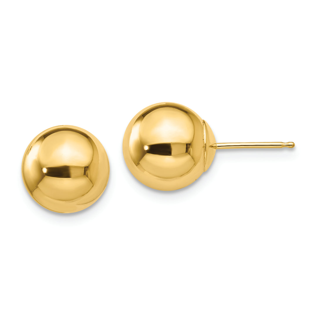 Pendientes de Post con Bola Pulida de 9 mm en Oro Amarillo de 14k