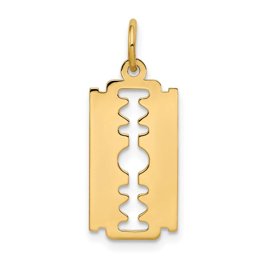 Dije de Cuchilla de Afeitar Pulida en Oro Amarillo de 14K