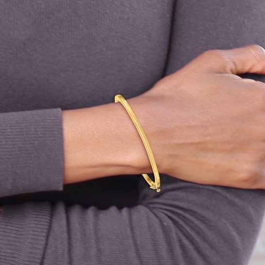 2.5mm Solid Polished Hinged Slider Bangle Bracelet in 14k Yellow Gold