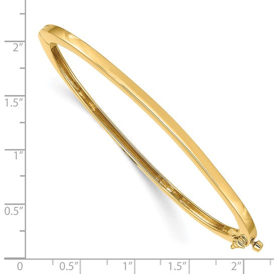 Pulsera Bangle Deslizable Sólida y Pulida con Bisagra de 2.5mm en Oro Amarillo de 14k