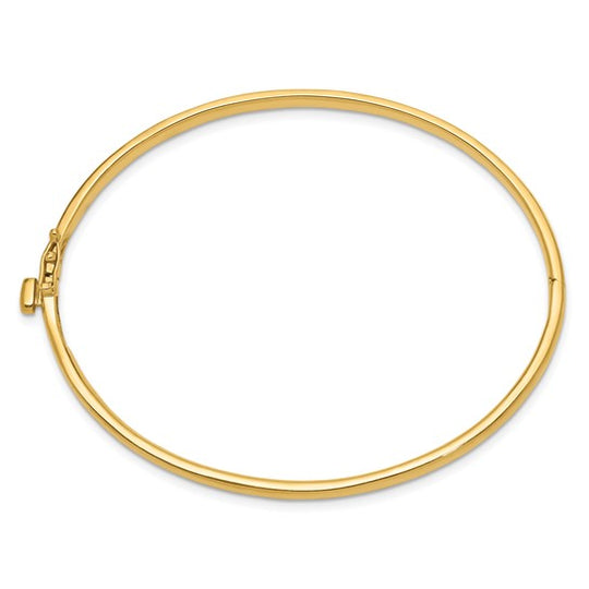 14k Solid Polished 3.6mm Oval Hinge Bangle Bracelet