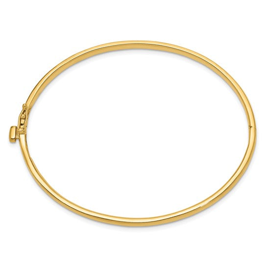 Pulsera Brazalete Ovalado con Bisagra Sólida Pulida de 14k y 3.6 mm