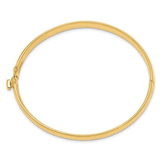14k Yellow Gold Bangle Bracelet, 6.4mm, Solid, Polished, Hinged