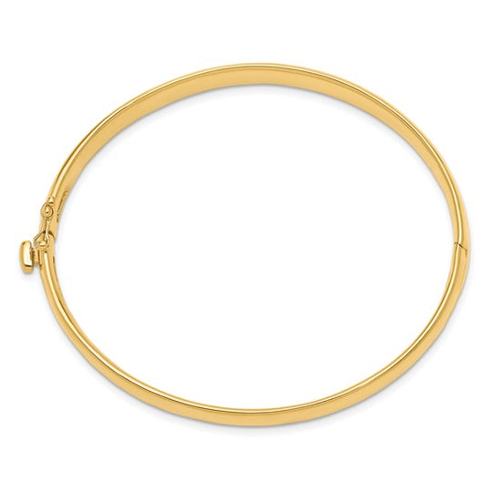 14k Yellow Gold Bangle Bracelet, 6.4mm, Solid, Polished, Hinged