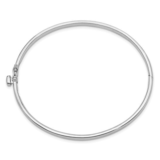 14k White Gold Bangle Bracelet, 3.6mm, Solid, Polished, Hinged