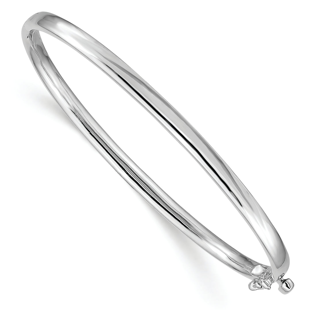 14k White Gold Bangle Bracelet, 3.6mm, Solid, Polished, Hinged