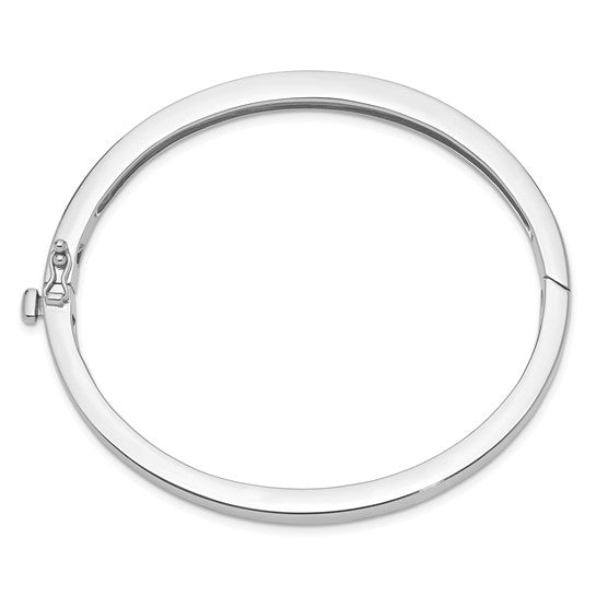 14k White Gold Bangle Bracelet, 5.3mm, Solid, Polished, Hinged