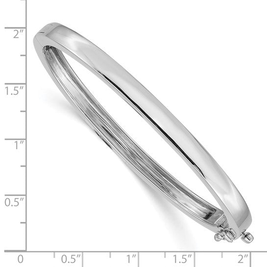 14k White Gold Bangle Bracelet, 5.3mm, Solid, Polished, Hinged