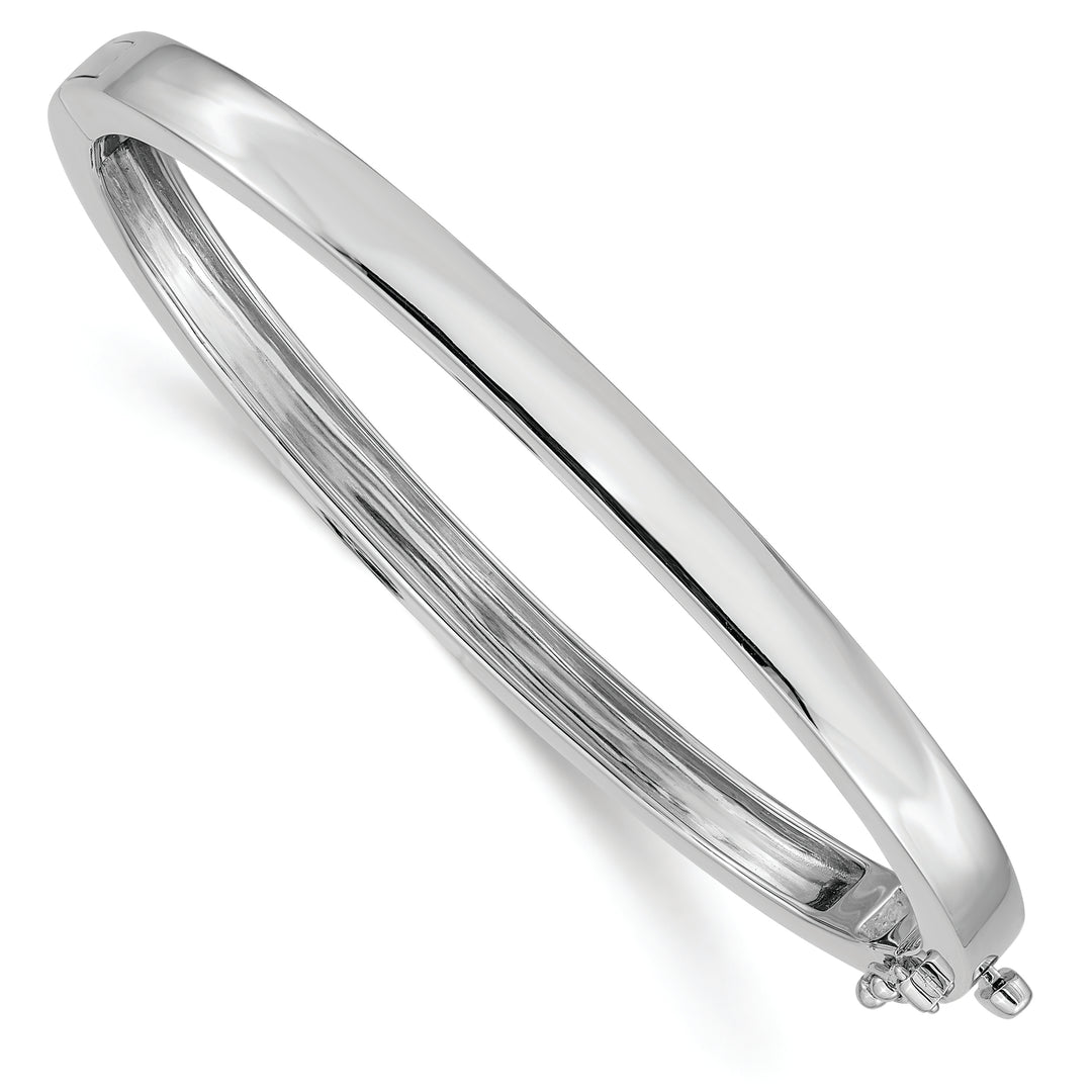 14k White Gold Bangle Bracelet, 5.3mm, Solid, Polished, Hinged