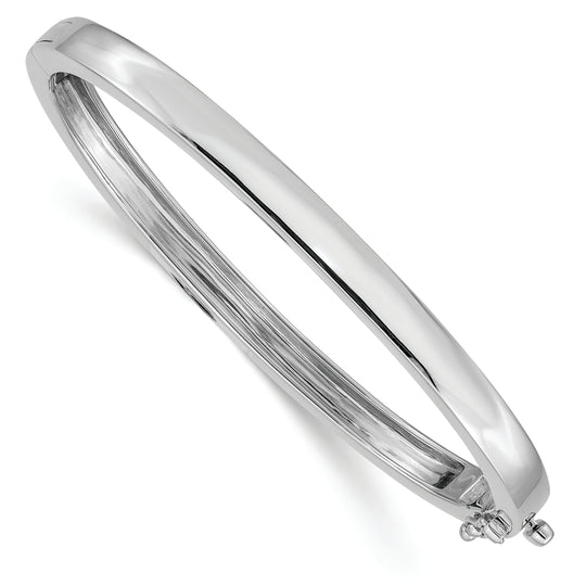 14k White Gold Bangle Bracelet, 5.3mm, Solid, Polished, Hinged