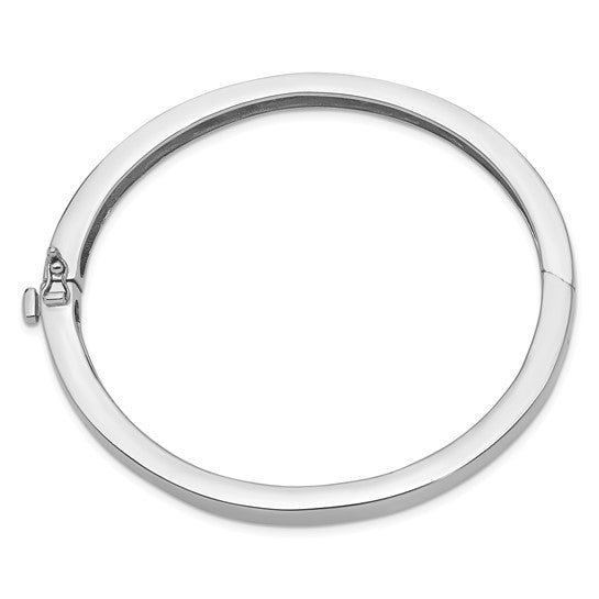 14k White Gold Bangle Bracelet, 6.3mm, Solid, Polished, Hinged