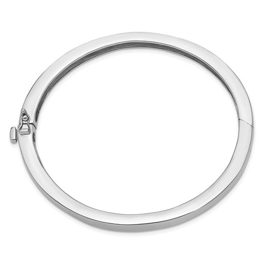 14k White Gold Bangle Bracelet, 6.3mm, Solid, Polished, Hinged