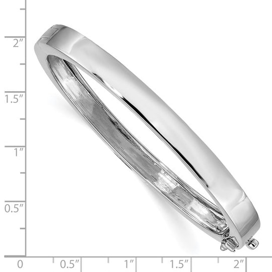 14k White Gold Bangle Bracelet, 6.3mm, Solid, Polished, Hinged