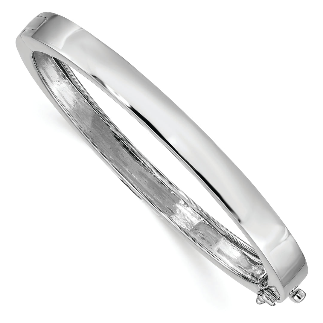 14k White Gold Bangle Bracelet, 6.3mm, Solid, Polished, Hinged