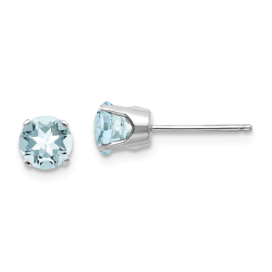 Pendientes de Estudio de Aquamarina de 5 mm en Oro Blanco de 14k