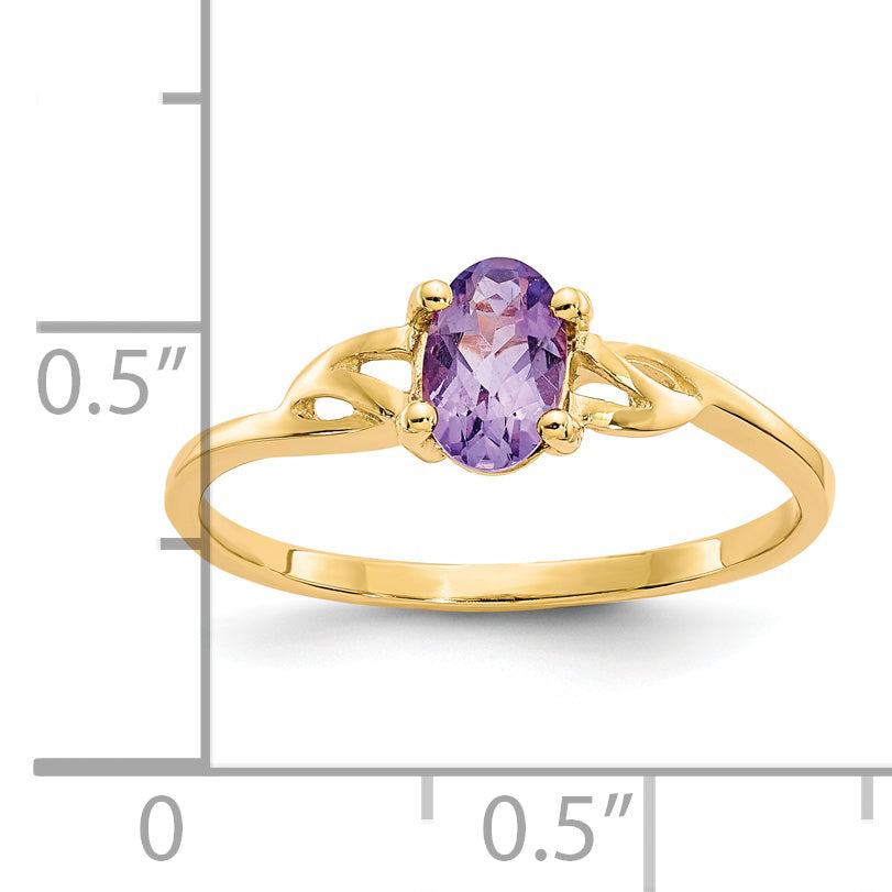 Anillo de Amatista (Piedra de Nacimiento de Febrero) en Oro de 14k