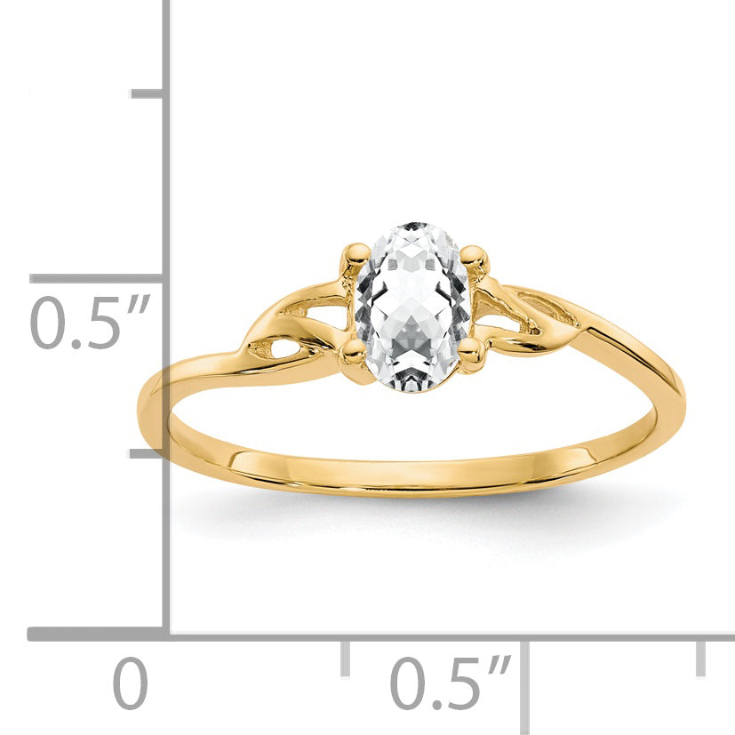 Anillo de Oro de 14k con Topacio Blanco (Piedra de Nacimiento)