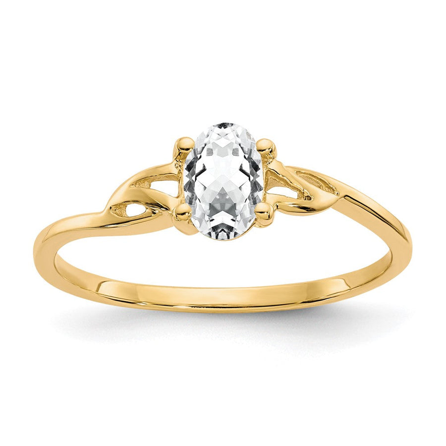 Anillo de Oro de 14k con Topacio Blanco (Piedra de Nacimiento)