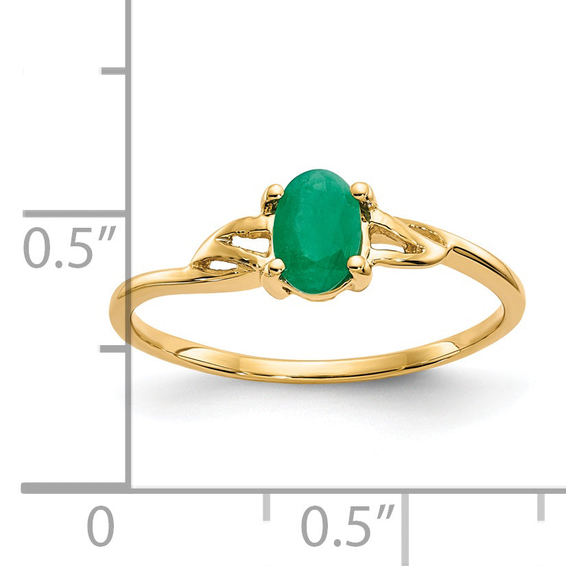 Anillo de Oro de 14k con Esmeralda (Piedra de Nacimiento de Mayo)