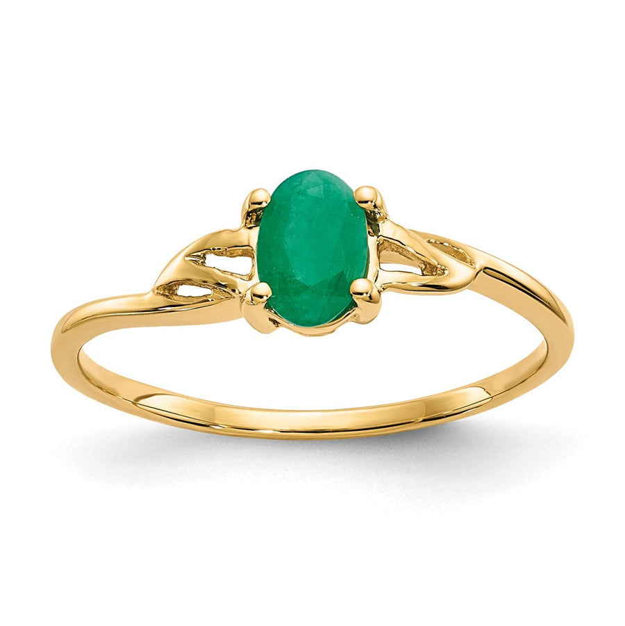 Anillo de Oro de 14k con Esmeralda (Piedra de Nacimiento de Mayo)