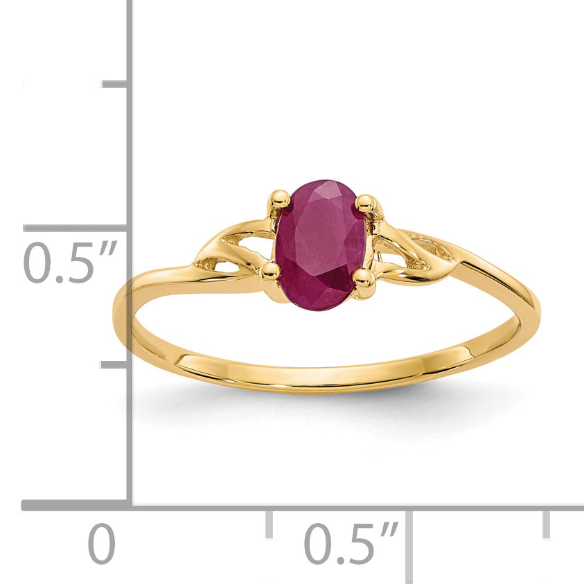 Anillo de Rubí con Piedra de Nacimiento en Oro de 14k