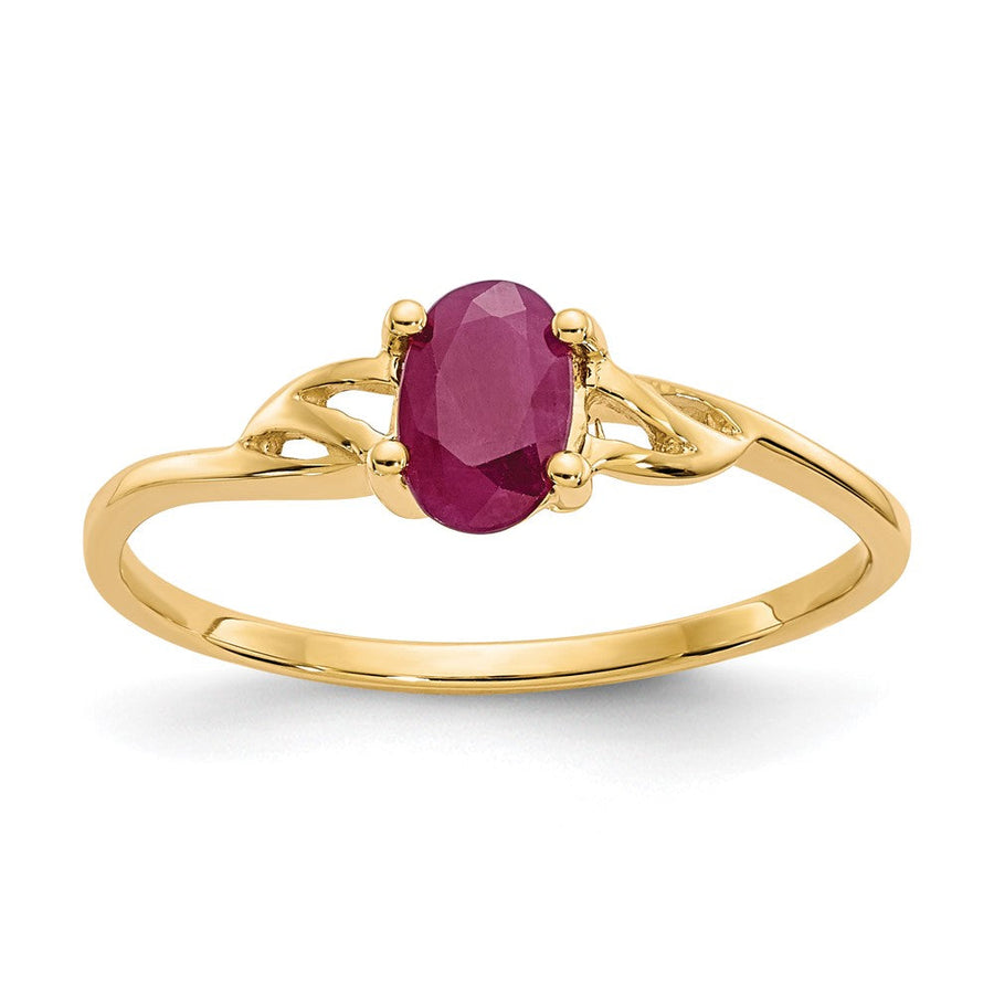 Anillo de Rubí con Piedra de Nacimiento en Oro de 14k