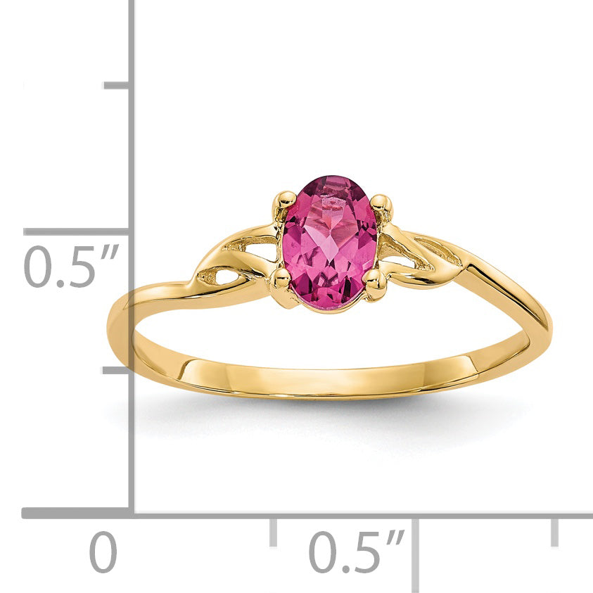 Anillo de Oro  de 14k con Piedra de Nacimiento de Turmalina Rosa