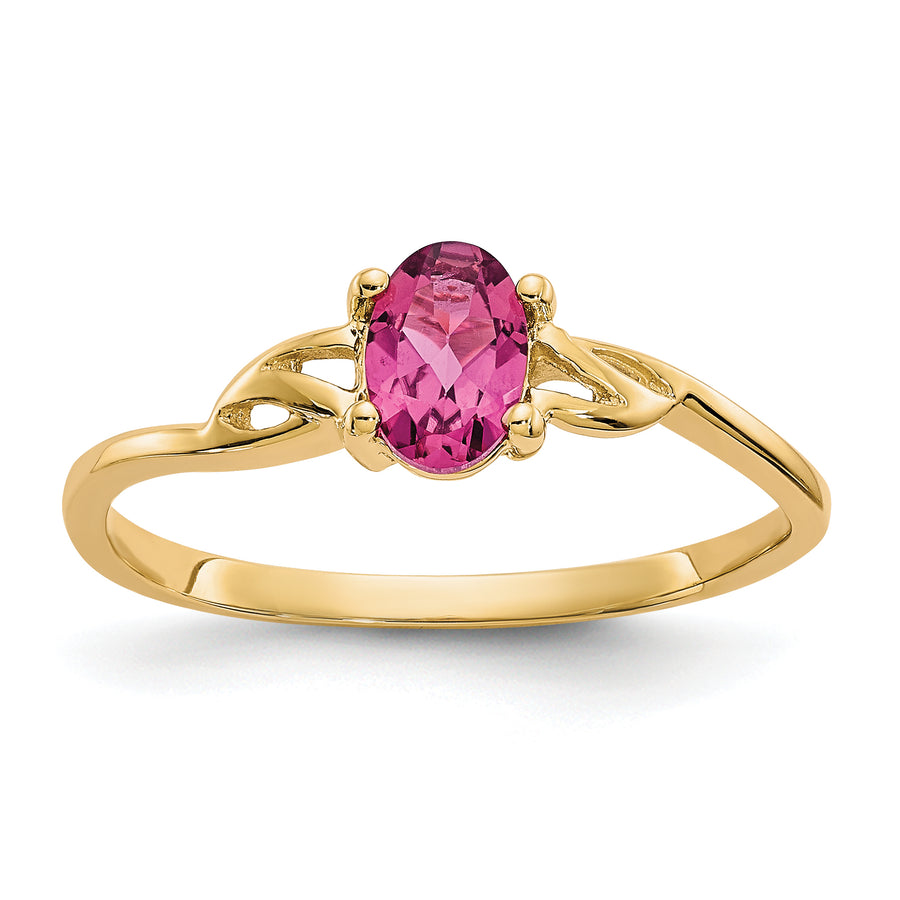 Anillo de Oro  de 14k con Piedra de Nacimiento de Turmalina Rosa