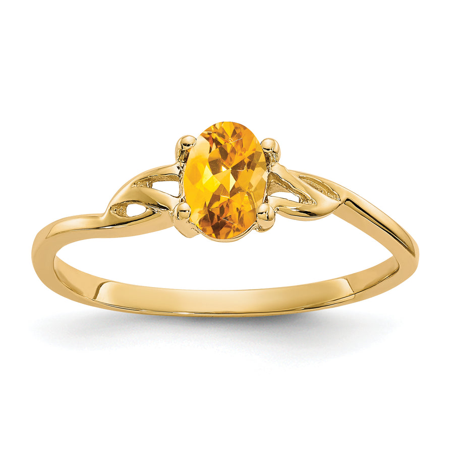 Anillo de Piedra de Nacimiento con Citrino en Oro de 14k