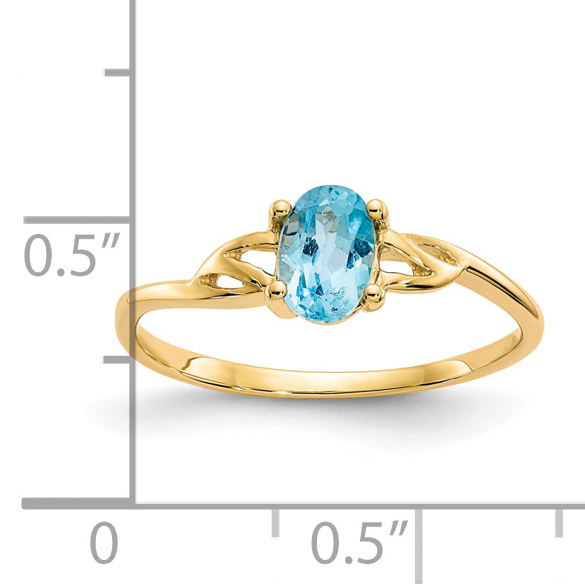 Anillo de Topacio Azul Suizo con Piedra de Nacimiento de 14k