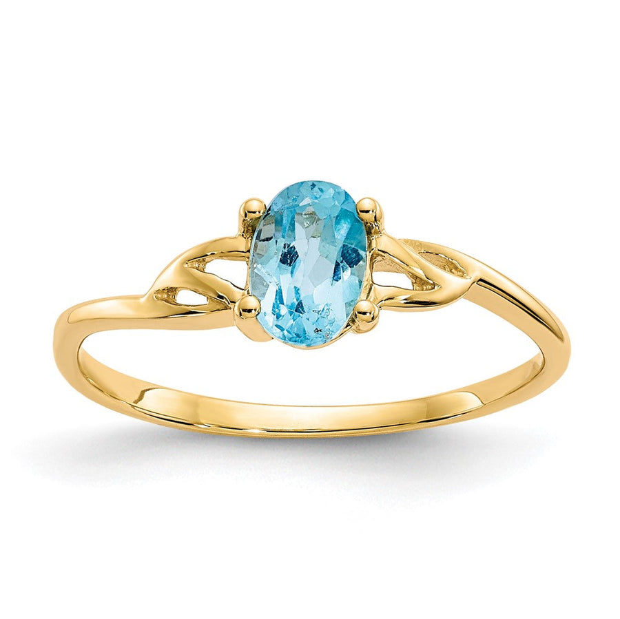 Anillo de Topacio Azul Suizo con Piedra de Nacimiento de 14k