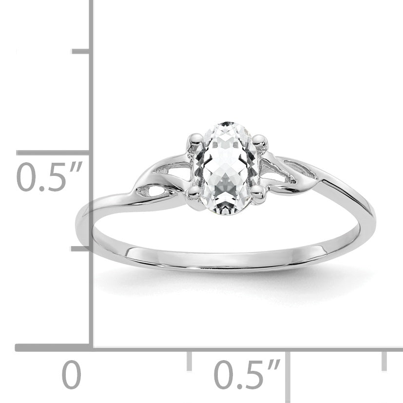 Anillo de Oro de 14k con Topacio Blanco (Piedra de Nacimiento)