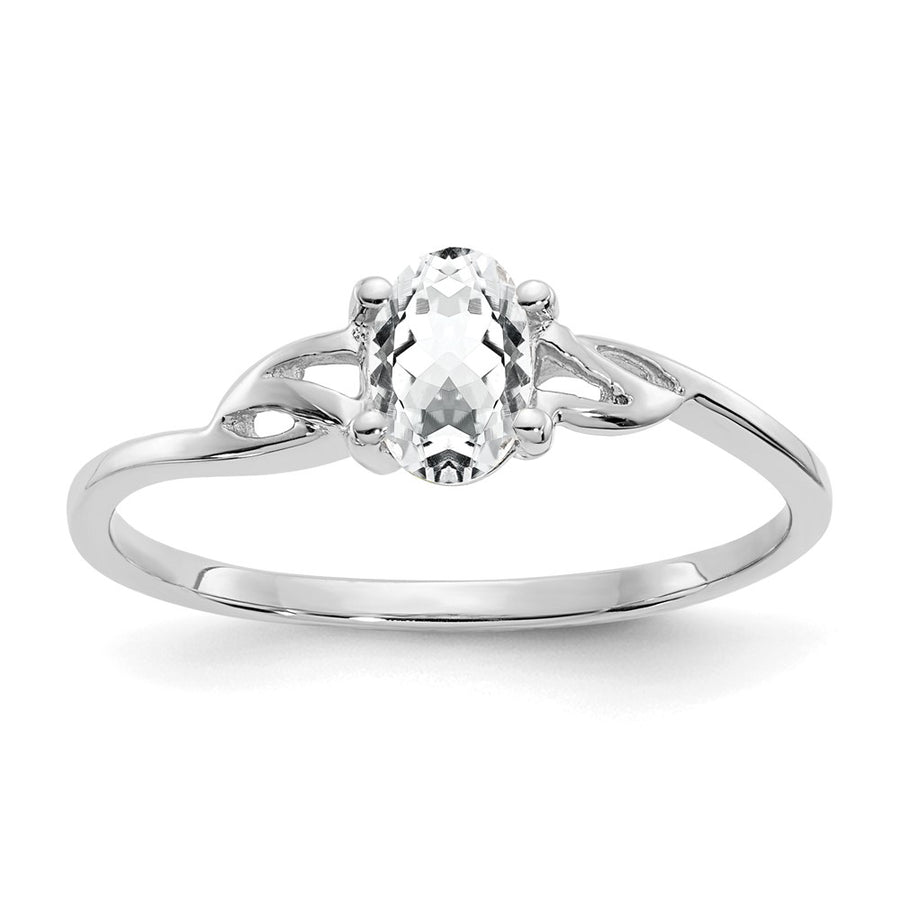 Anillo de Oro de 14k con Topacio Blanco (Piedra de Nacimiento)