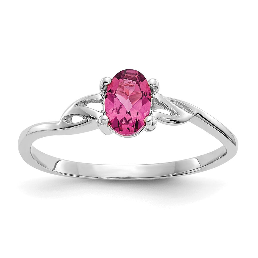 Anillo de Oro  de 14k con Piedra de Nacimiento de Turmalina Rosa