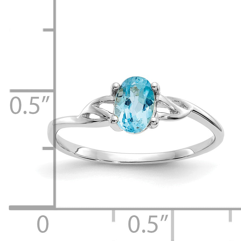 Anillo de Topacio Azul Suizo con Piedra de Nacimiento de 14k