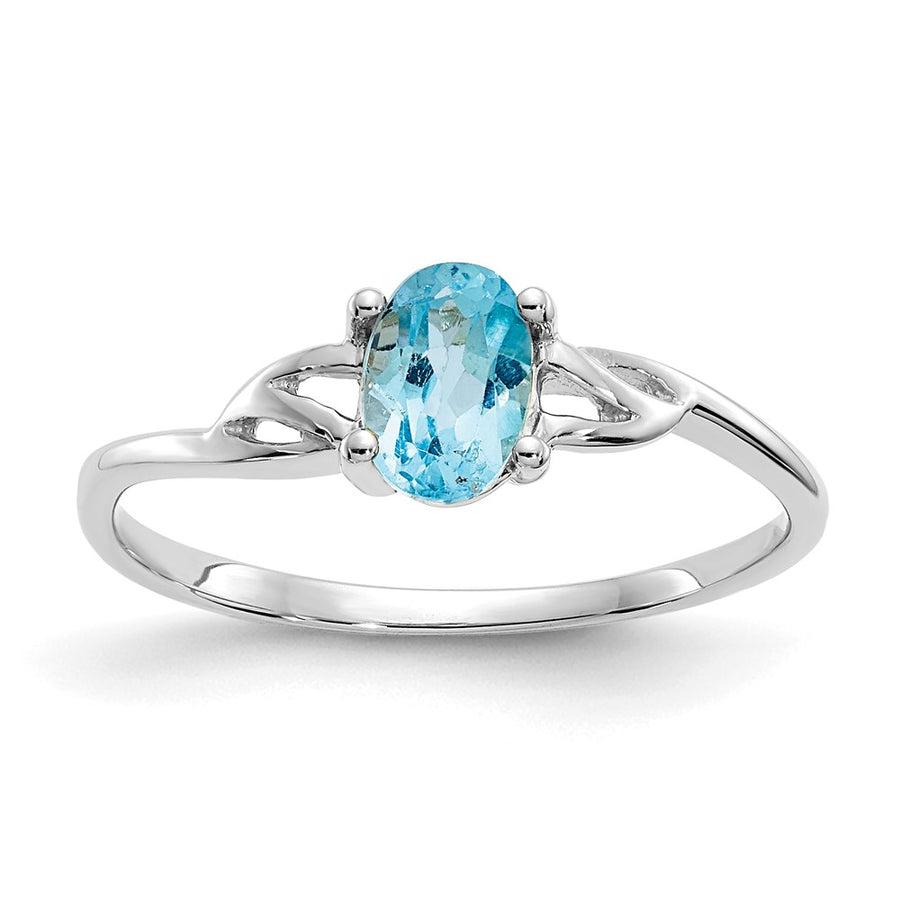 Anillo de Topacio Azul Suizo con Piedra de Nacimiento de 14k