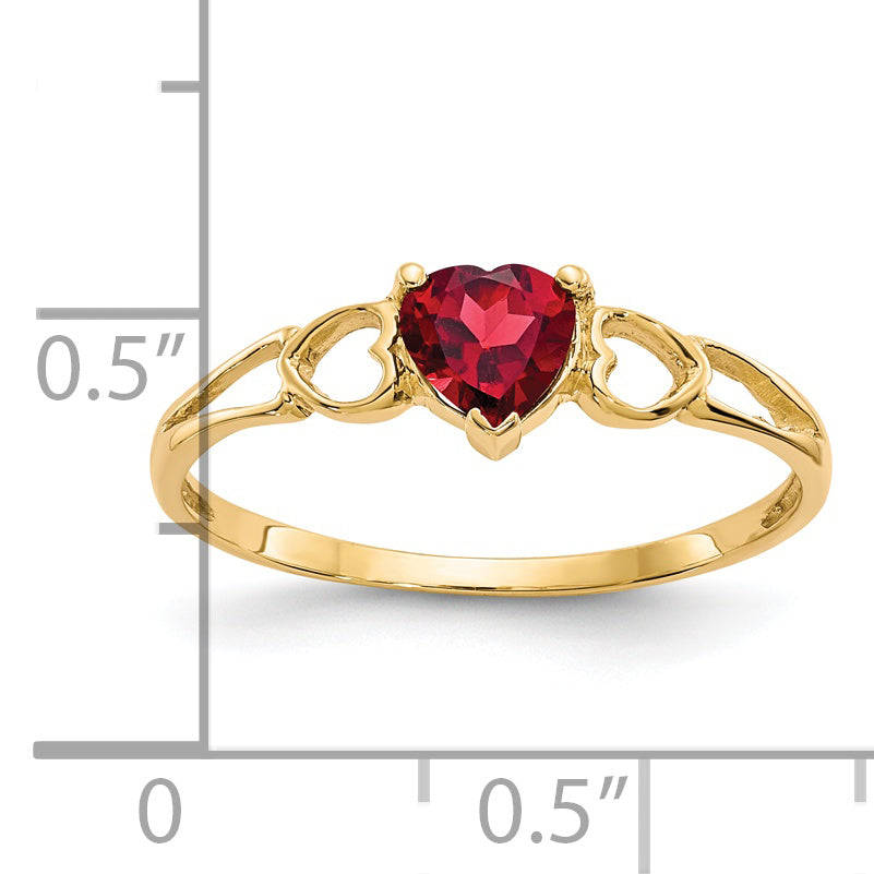 Anillo de Piedra de Nacimiento con Granate en Oro  de 14k
