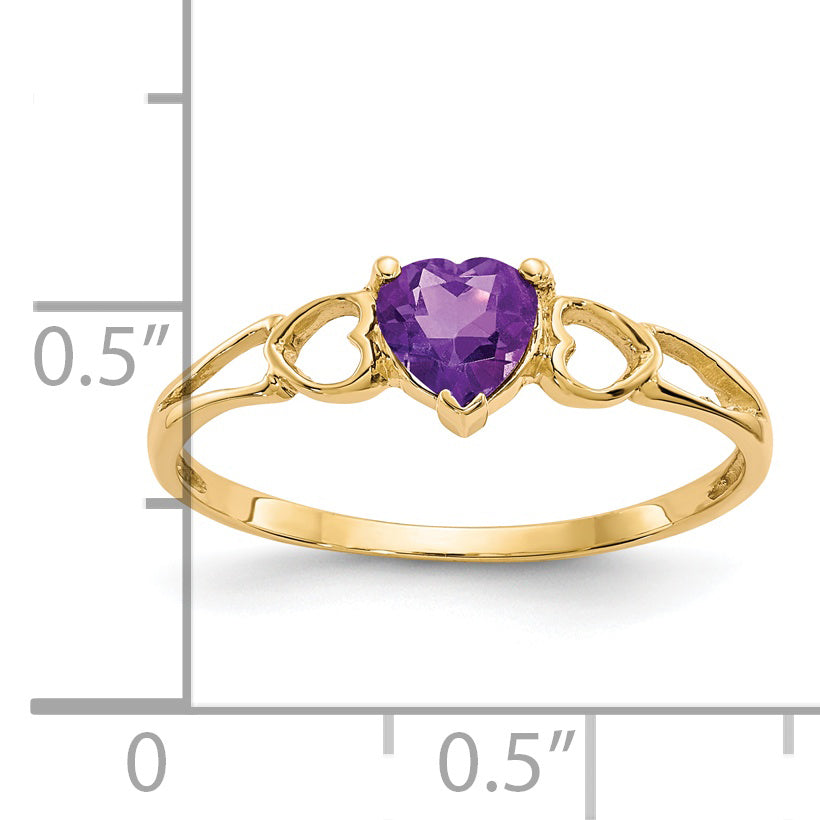 Anillo de Amatista (Piedra de Nacimiento de Febrero) en Oro de 14k