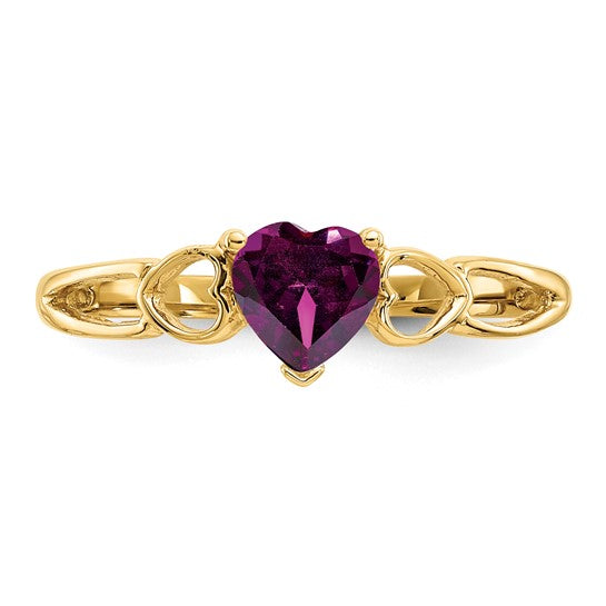 Anillo de Piedra de Nacimiento con Granate Rodolita en Oro de 14k
