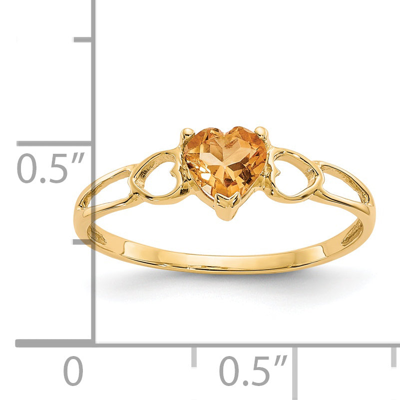 Anillo de Piedra de Nacimiento con Citrino en Oro de 14k