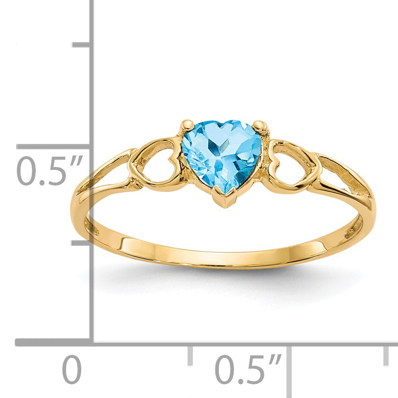 Anillo de Topacio Azul Suizo con Piedra de Nacimiento en Oro de 14k