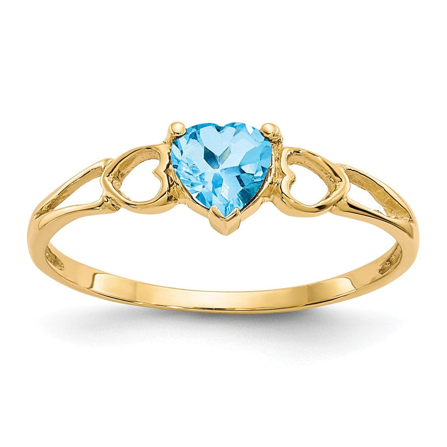 Anillo de Topacio Azul Suizo con Piedra de Nacimiento en Oro de 14k