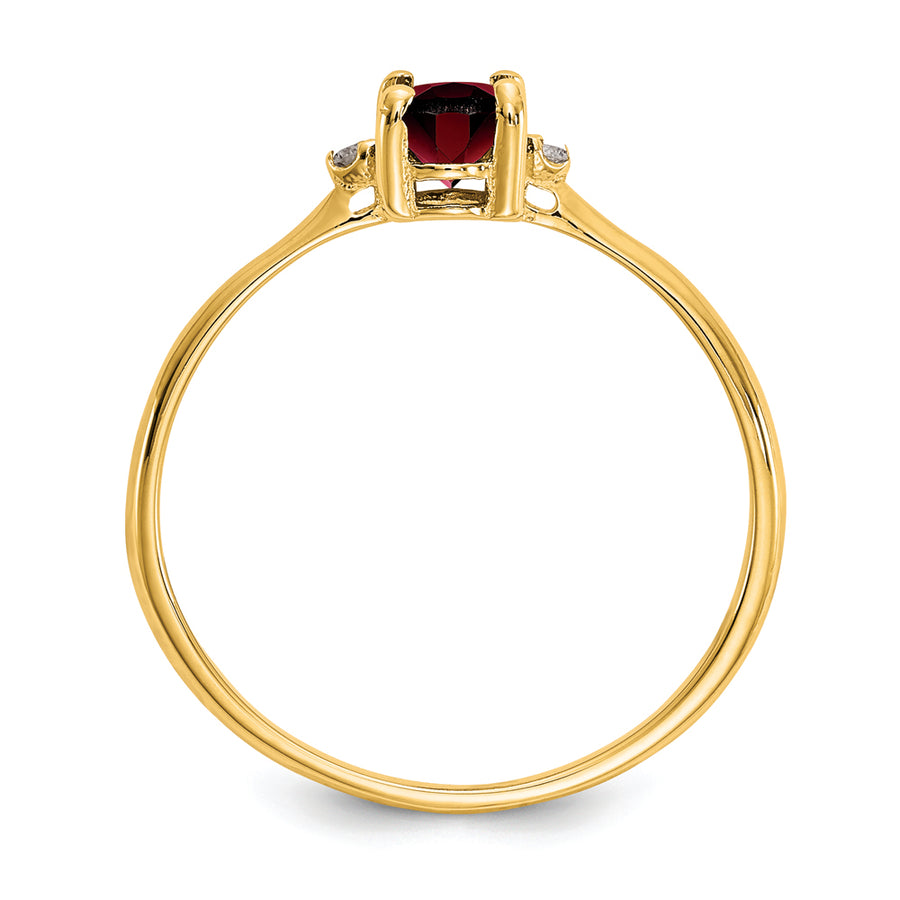 Anillo de Piedra de Nacimiento con Diamante y Granate en Oro de 14k