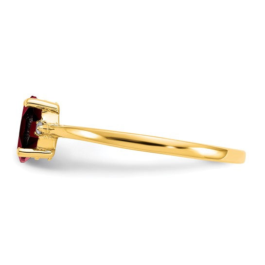 Anillo de Piedra de Nacimiento con Diamante y Granate en Oro de 14k