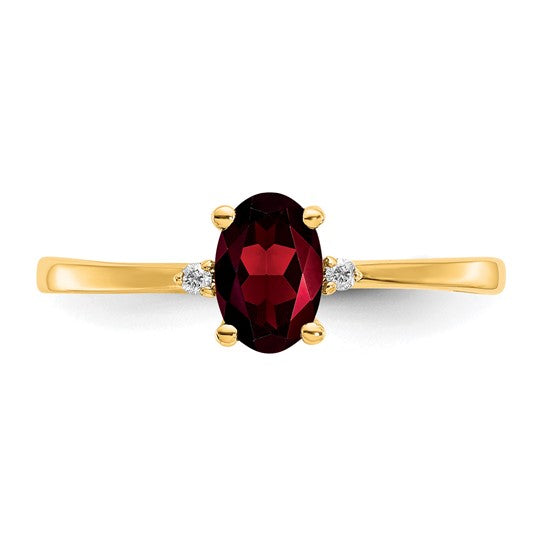 Anillo de Piedra de Nacimiento con Diamante y Granate en Oro de 14k