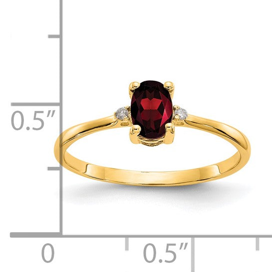 Anillo de Piedra de Nacimiento con Diamante y Granate en Oro de 14k