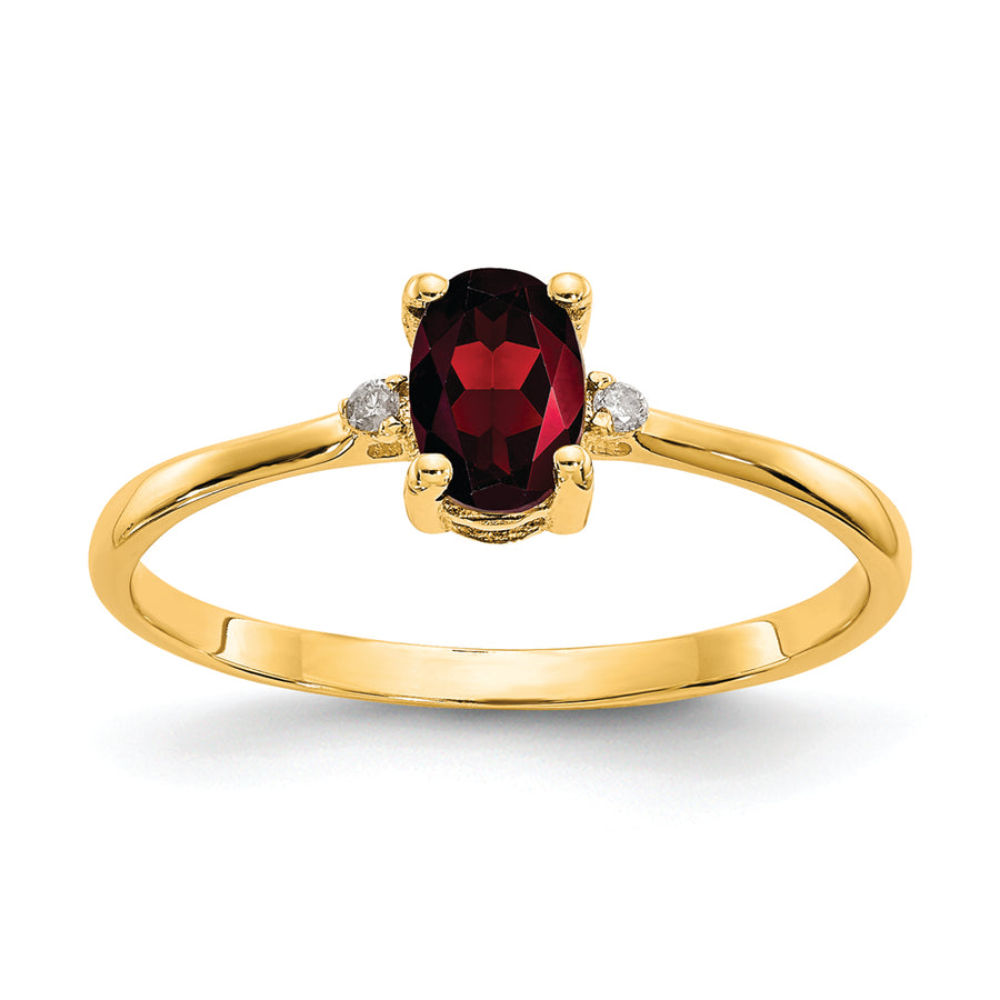 Anillo de Piedra de Nacimiento con Diamante y Granate en Oro de 14k