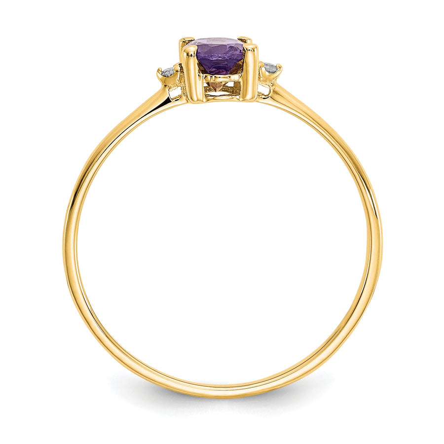 Anillo de Amatista y Diamantes en Oro de 14k (Piedra de Nacimiento de Febrero)