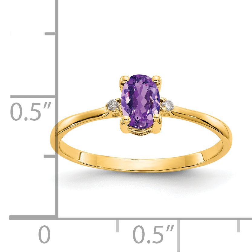 Anillo de Amatista y Diamantes en Oro de 14k (Piedra de Nacimiento de Febrero)